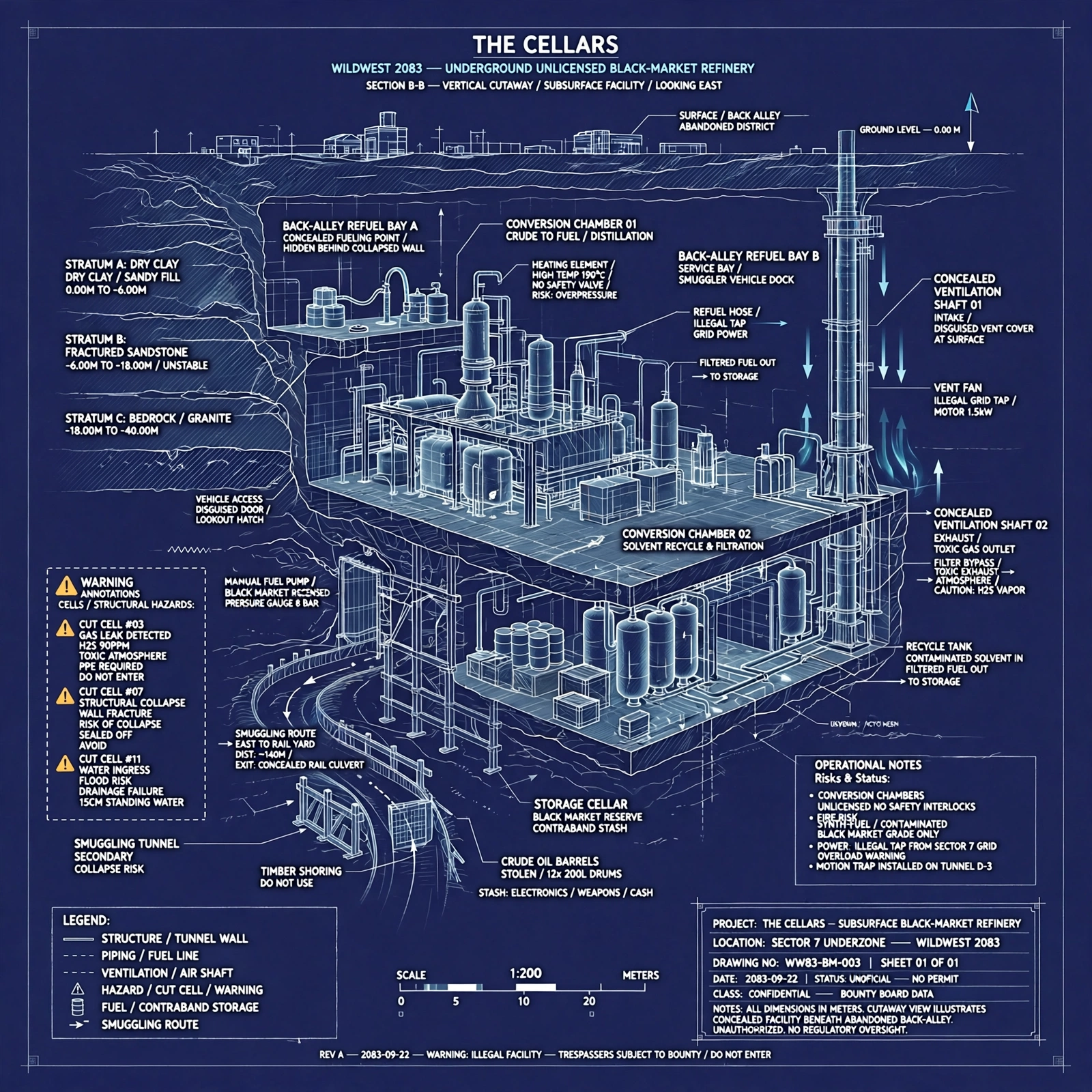 Blueprint plate: The Cellars under-market cutaway