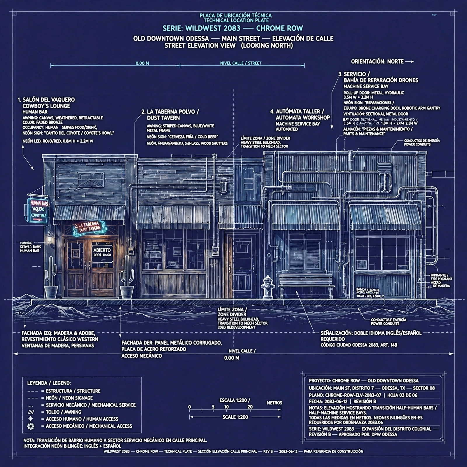 Blueprint plate: Chrome Row street elevation